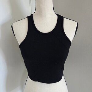 Foreign Exchange Crop Black Tank Top Juniors Small Racerback Sleeveless Zip